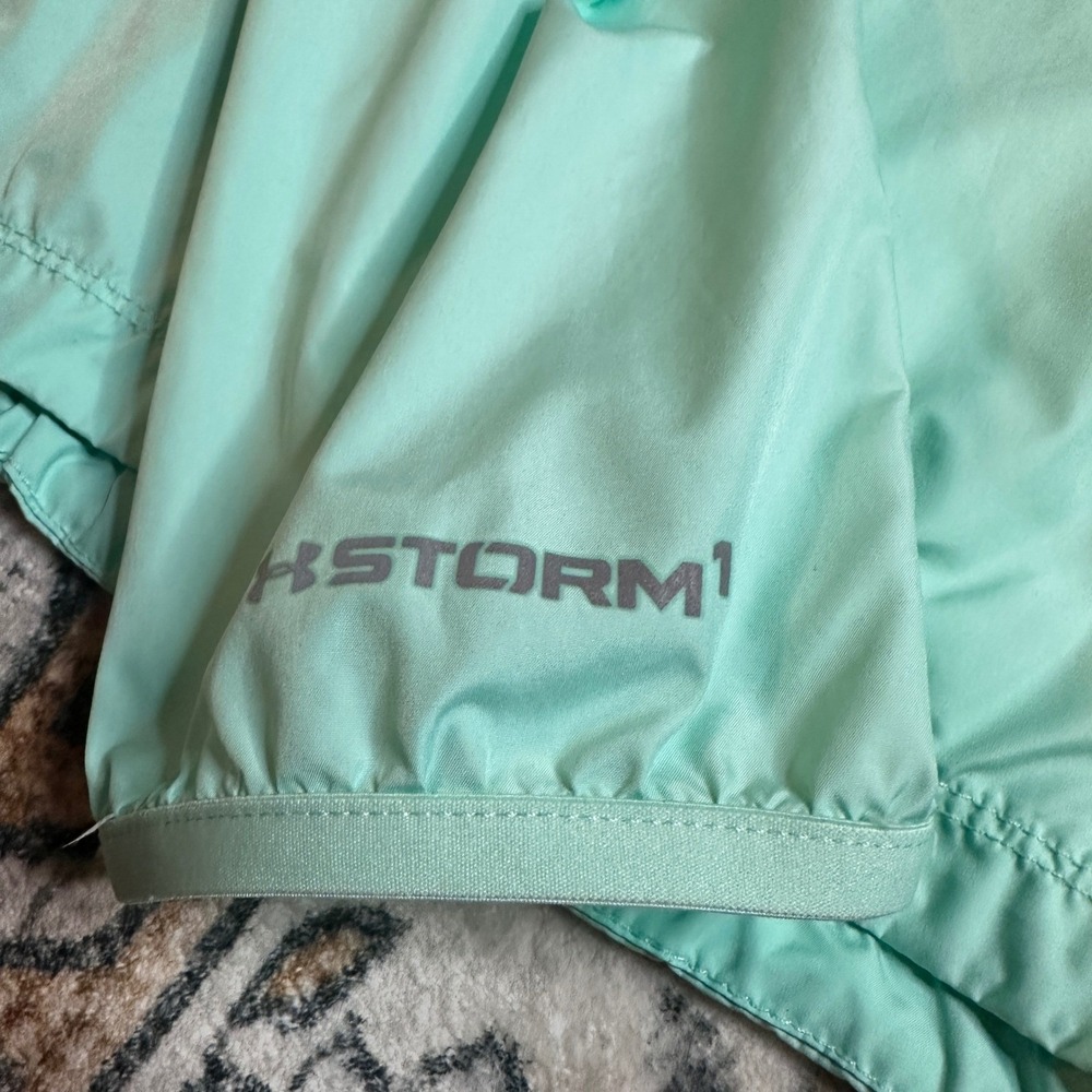 Under Armour UA Storm 1 Anorak Windbreaker Jacket Aqua Hooded Pullover Medium - Picture 2 of 10